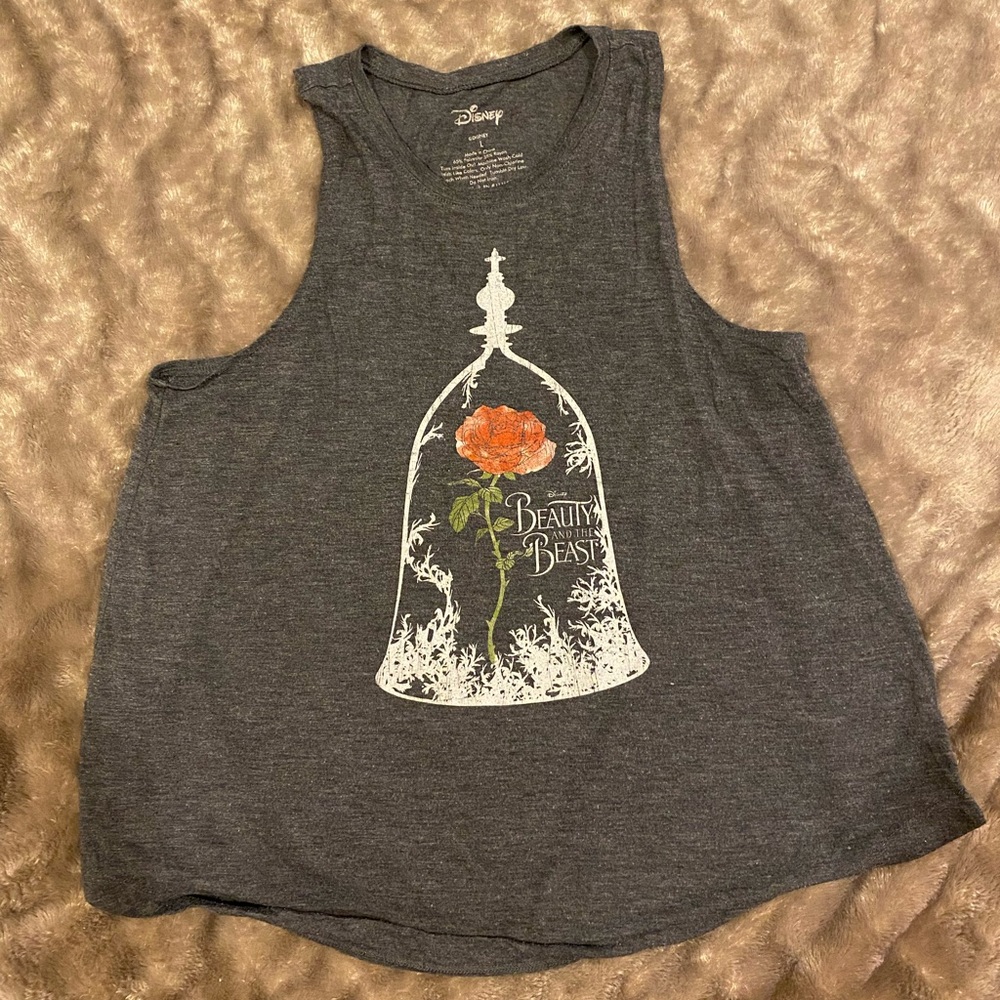 Disney Beauty and the Beast Gray Muscle Tee Large